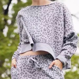 Aerie Leopard Print Crop Sweatshirt